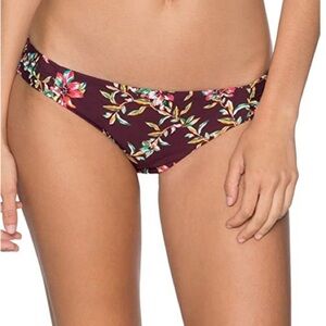 NWT Sunsets Femme Fatal Shirred Side Bikini Bottoms XL Rosewood Vines